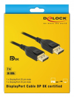 Delock DisplayPort kabel, 8K 60 Hz, DP 8K-certifierad, 2 m, svart