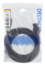 Deltaco Extension cord IEC C15, IEC C14, 3m, black