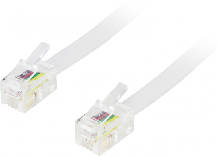 Deltaco Modular cable 4P4C(RJ9/RJ10/RJ22) 3m, white