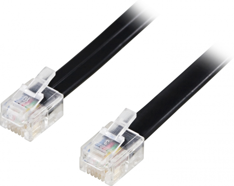 Deltaco Modular cable RJ12/6C 2m, black