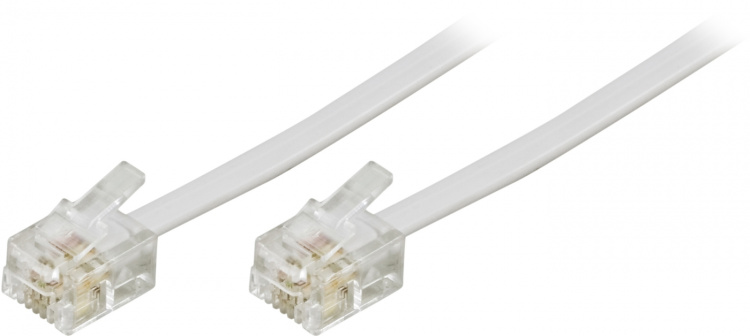 Deltaco Modular cable, 6P4C(RJ11) to 6P4C(RJ11), 2m, white