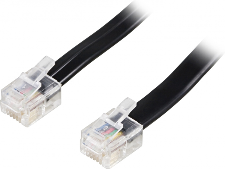 Deltaco Modular cable RJ12/6C 5m, black