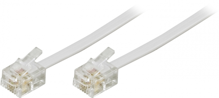 Deltaco Modular cable, 6P4C(RJ11) to 6P4C(RJ11), 5m, white
