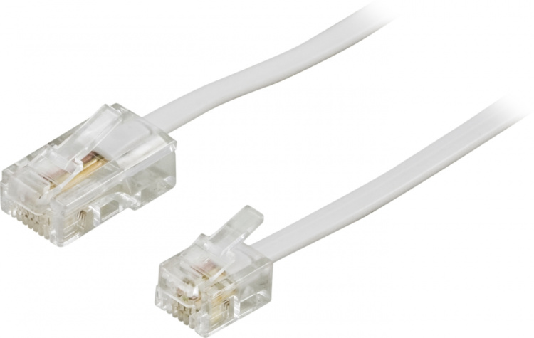 Deltaco Modular cable, 8P4C to 6P4C(RJ11), 3 m, white