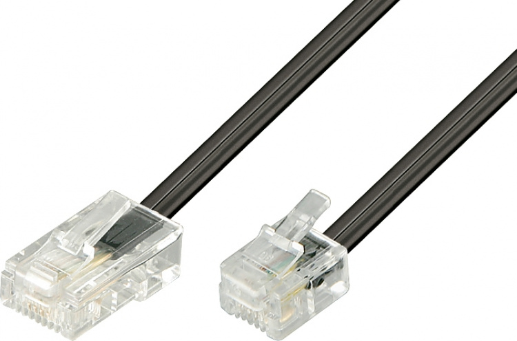 Deltaco Modular cable, 8P4C to 6P4C(RJ11), 3 m, black