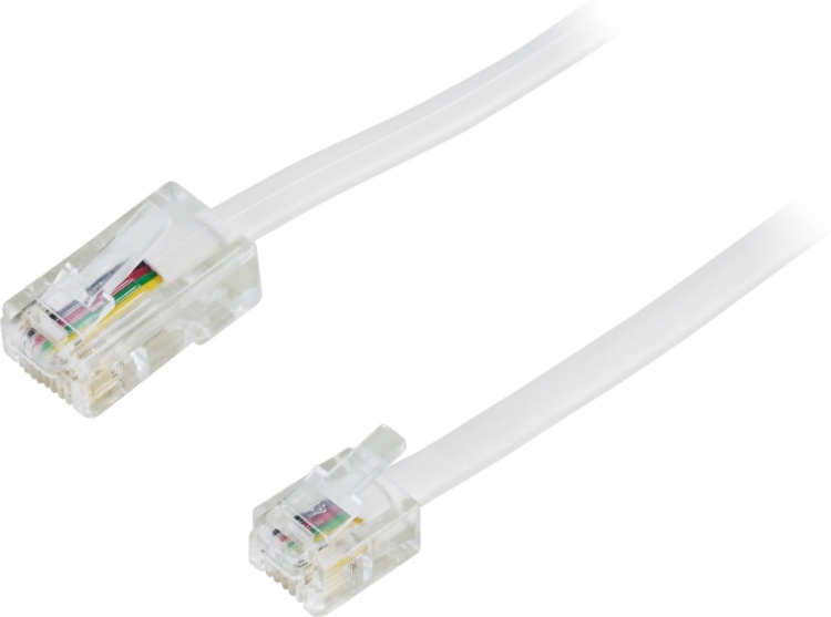 Deltaco Modular cable, 8P4C to 6P4C(RJ11), 5 m, white