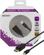 DELTACO DisplayPort till Mini DisplayPort kabel, 20-p ha-ha, 1m, Svart