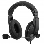 Deltaco USB stereo headset, 40 mm drivers, 32 ohm, bulk, black