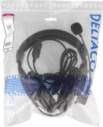 Deltaco USB stereo headset, 40 mm drivers, 32 ohm, bulk, black