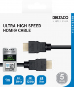 Deltaco ULTRA High Speed HDMI-cable, 48Gbps, 2m, black