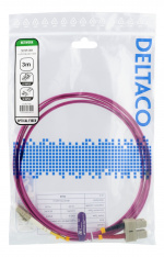 Deltaco OM4 Fiber cable, LC-SC Duplex, 50/125, 3m, pink