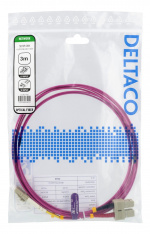 Deltaco OM4 Fiber cable, LC-SC Duplex, 50/125, 3m, pink