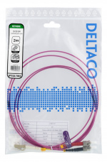 Deltaco OM4 Fiber cable, LC-ST Duplex, 50/125, 2m, pink