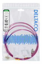 Deltaco OM4 Fiber cable, LC-ST Duplex, 50/125, 3m, pink