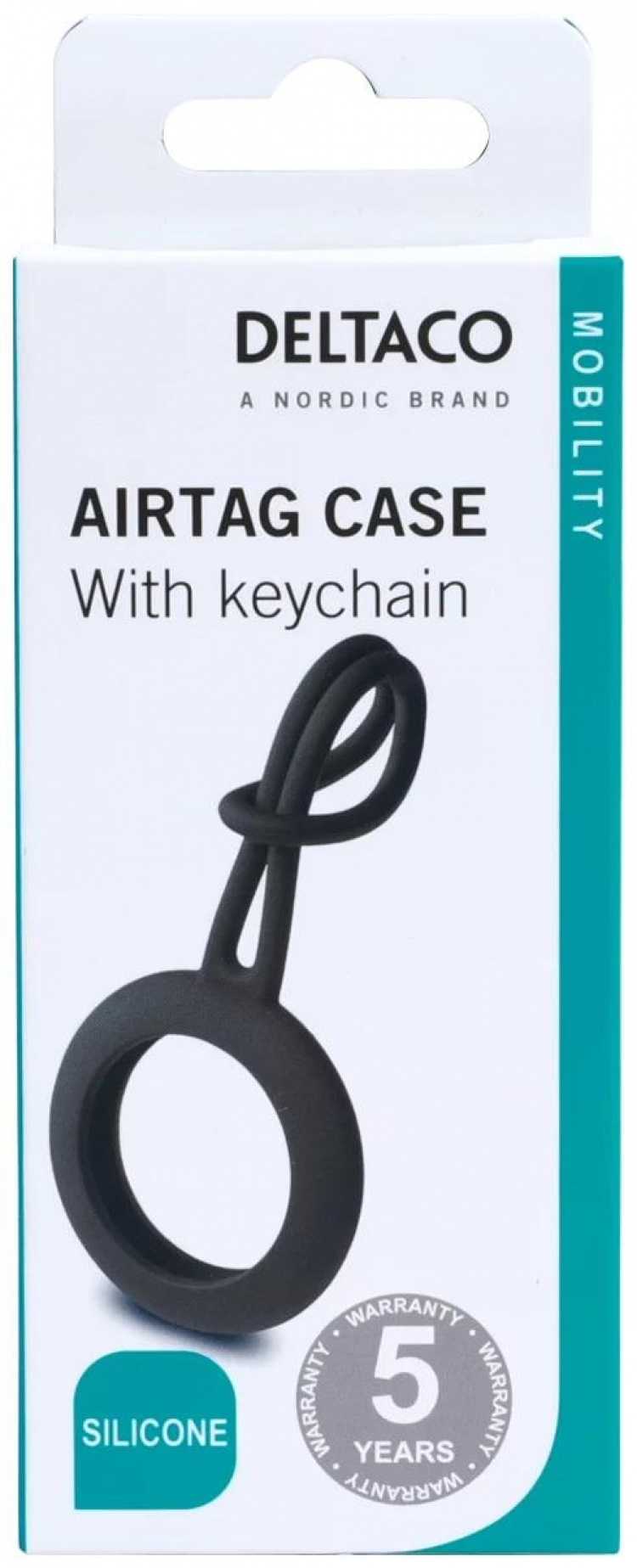 DELTACO Apple AirTag case, Silikon, Svart