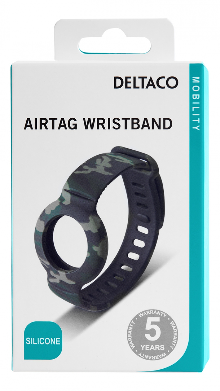 DELTACO Apple AirTag, Silikonarmband, Kamouflage