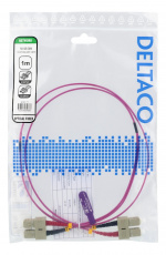 Deltaco OM4 Fiber cable, SC - SC Duplex, 50/125, 1m, pink