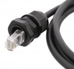 Deltaco S/FTP Cat6a patch cable, 1m, IP68, PG13.5, black