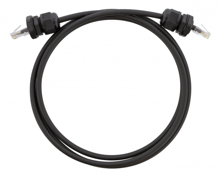 Deltaco S/FTP Cat6a patch cable, 3m, IP68, PG13.5, black