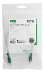 Deltaco U/UTP Cat6 patch cable, flat, 0.3m, 250MHz, green
