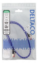 DELTACO U/FTP Tough Flat Cat6a patchkabel, 1m, flertrådig kärna