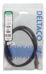 Deltaco High Flexible U/UTP Cat.6 patch cable, 24AWG, TPE, 1m, black