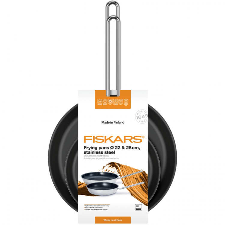 Fiskars Stekpanna 28 + 22 cm rostfritt stål