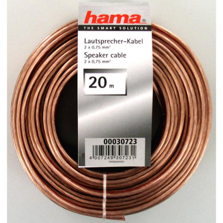Hama Högtalarkabel 2x0.75mm2 Transparent 20m