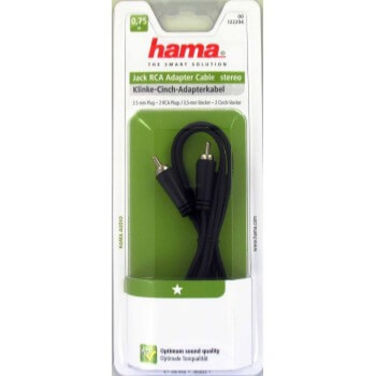 Hama Kabel Audio 3.5mm-2xRCA Svart 0.75m