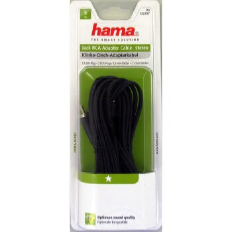 Hama Kabel Audio 3.5mm-2xRCA Svart 5m