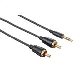 Hama Kabel Audio 3.5mm-2xRCA Flexislim Guld Svart 1.5m Hama Kabel Audio 3.5mm-2xRCA Flexislim Guld Svart 1.5m