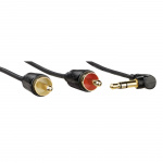 Hama Kabel Audio 3.5mm-2xRCA Vinklad Coiled Guld Svart 0.75m