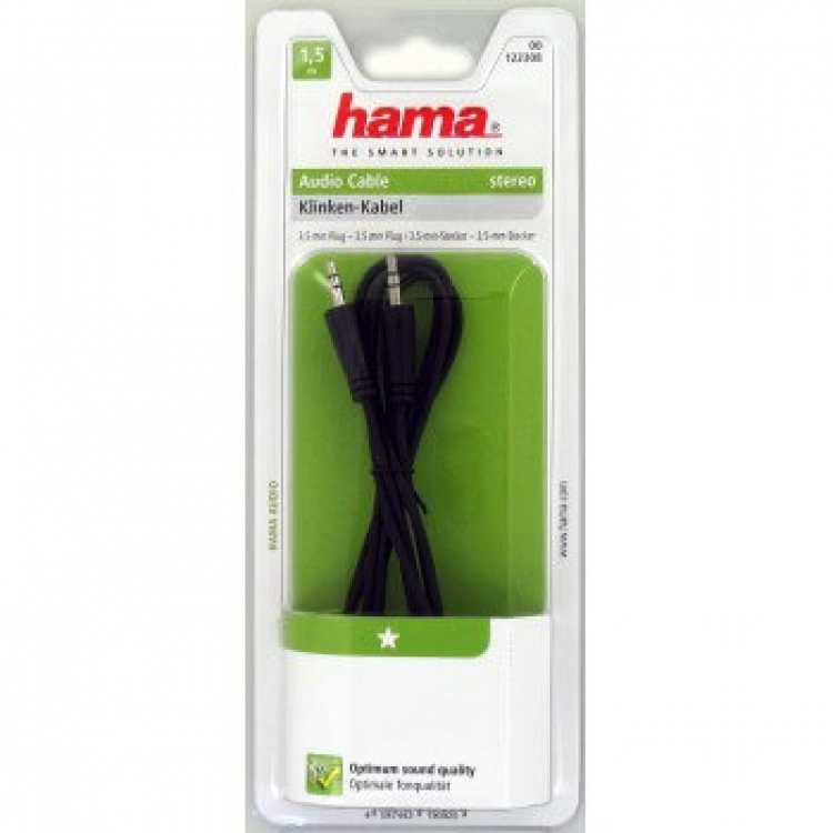 Hama Kabel Audio 3.5mm-3.5mm Svart 1.5m