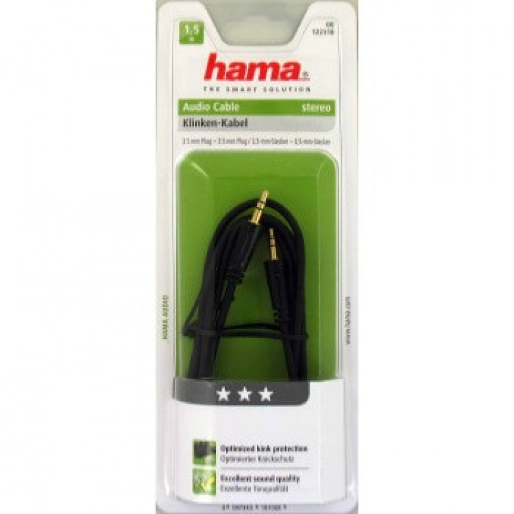 Hama Kabel Audio 3.5mm-3.5mm Guld Svart 1.5m