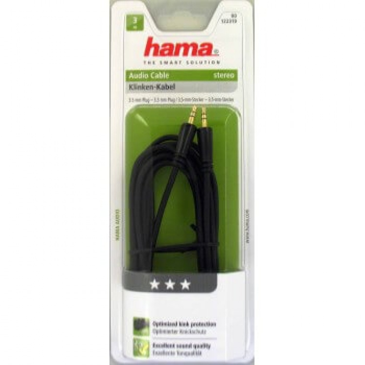 Hama Kabel Audio 3.5mm-3.5mm Guld Svart 3m