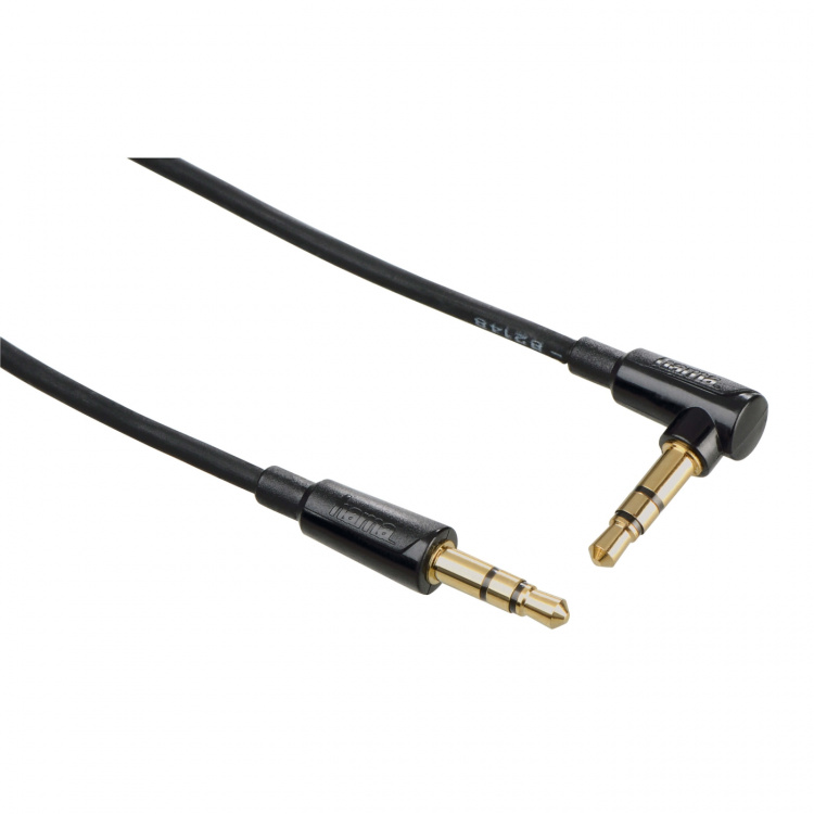 Hama Kabel Audio 3.5mm-3.5mm Vinklad Coiled Guld Svart 1.5m Hama Kabel Audio 3.5mm-3.5mm Vinklad Coiled Guld Svart 1.5m