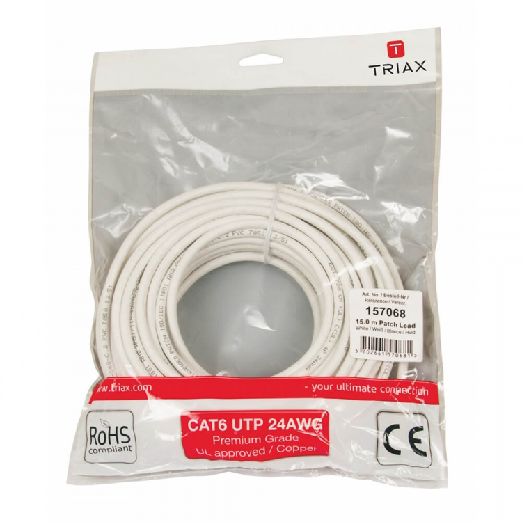 TRIAX Nätverkskabel CAT6 UTP PVC 15.0m Vit