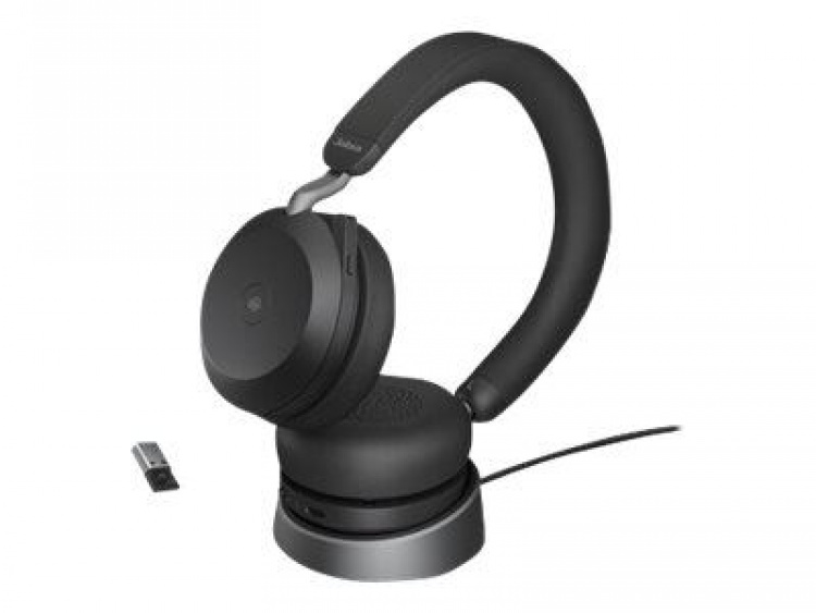 Jabra Office Trådade Hörlurar med Laddställ, Jabra Evolve2 75 Link380a Ms Stereo, Black