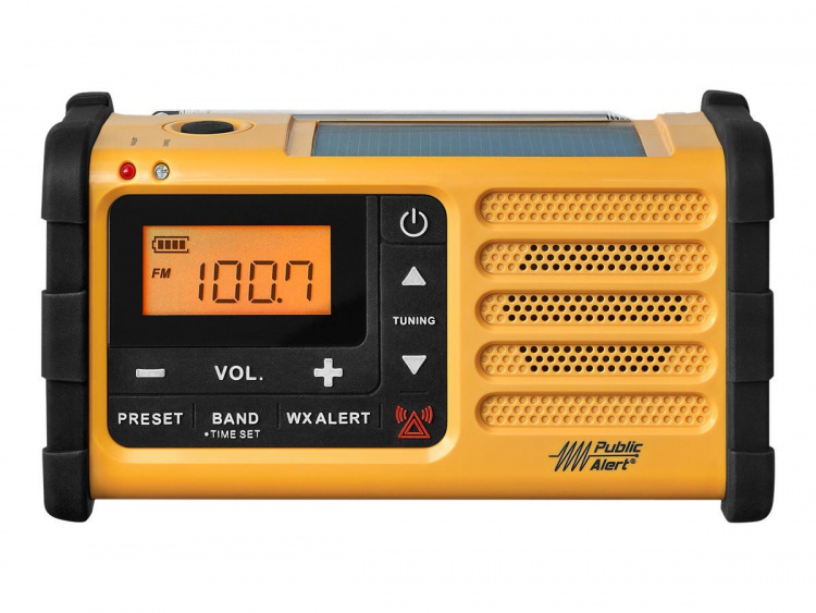 Sangean MMR88 Vevradio med ficklampa, solceller, USB, Gul/Svart 