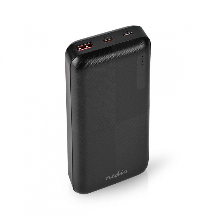 Nedis Powerbank | 20000 mAh | 1.5 / 2.0 / 3.0 A | Antal utgångar: 2 | Utgångsanslutning: 1x USB-A / 1x USB-C™ | Ingångsanslutning: 1x Micro USB / 1x USB-C™ | PD2.0 18W | Litium-polymer