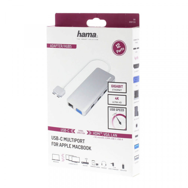 Hama Hubb USB-C Connect2Mac 12-portar