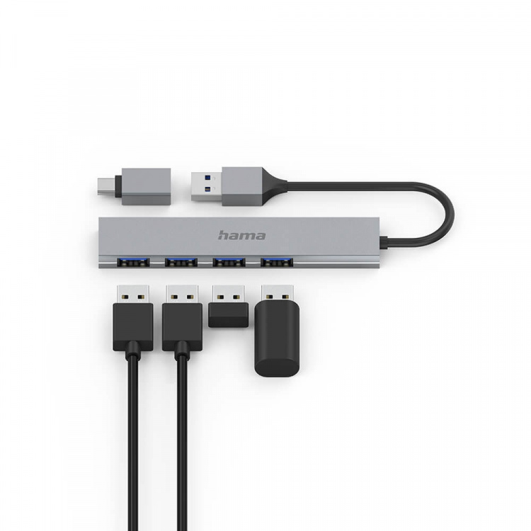 Hama Hubb USB-A 3.2 4x-Portar 5 Gbit/s USB-C-Adapter