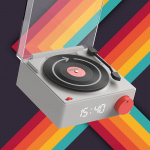 Mobility On Board Högtalare Väckarklocka Vinyl Retro Grå