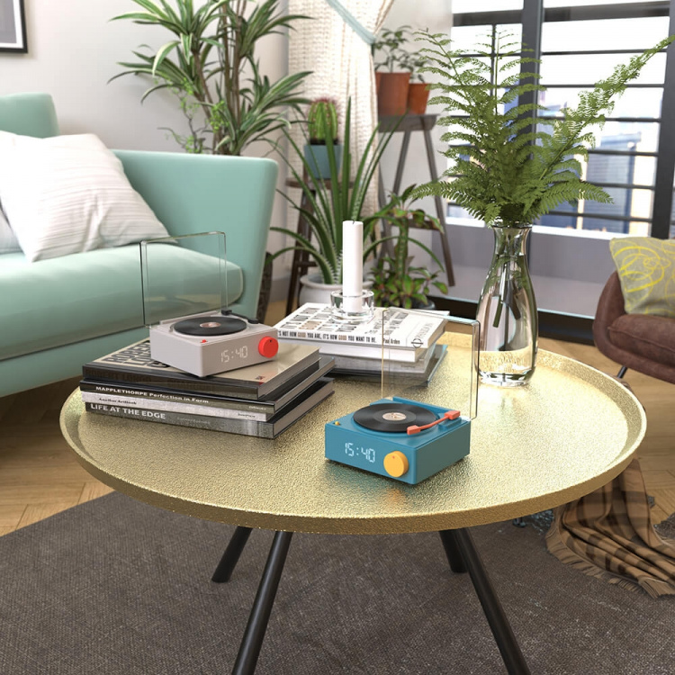 Mobility On Board Högtalare Väckarklocka Vinyl Retro Grå