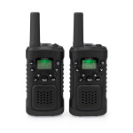 Nedis Walkie-talkie Set | 2 handenheter | Upp till 6 km | Frekvens kanaler: 8 | PTT / VOX | 180 min | Hörlursuttag | 2 Headset | Svart