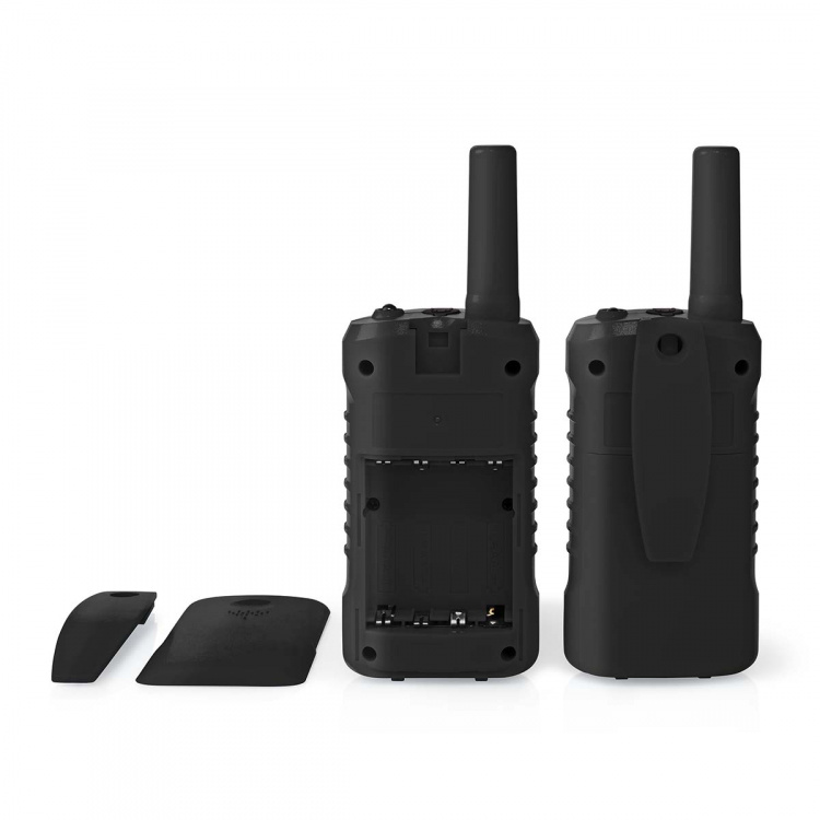Nedis Walkie-talkie Set | 2 handenheter | Upp till 6 km | Frekvens kanaler: 8 | PTT / VOX | 180 min | Hörlursuttag | 2 Headset | Svart