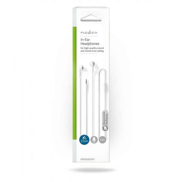 Nedis Trådbundna Hörlurar | 3.5 mm | Kabellängd: 1.20 m | Inbygd mikrofon | Volymkontroll | Vit Nedis Trådbundna Hörlurar | 3.5 mm | Kabellängd: 1.20 m | Inbygd mikrofon | Volymkontroll | Vit