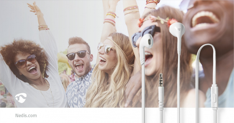 Nedis Trådbundna Hörlurar | 3.5 mm | Kabellängd: 1.20 m | Inbygd mikrofon | Volymkontroll | Vit Nedis Trådbundna Hörlurar | 3.5 mm | Kabellängd: 1.20 m | Inbygd mikrofon | Volymkontroll | Vit