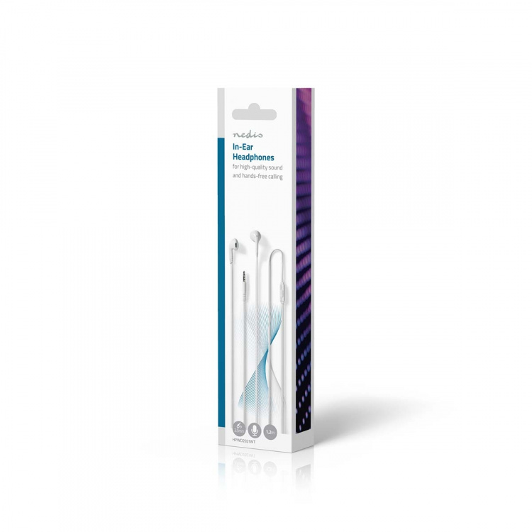 Nedis Trådbundna Hörlurar | 3.5 mm | Kabellängd: 1.20 m | Inbygd mikrofon | Volymkontroll | Vit Nedis Trådbundna Hörlurar | 3.5 mm | Kabellängd: 1.20 m | Inbygd mikrofon | Volymkontroll | Vit