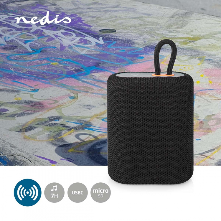 Nedis Bluetooth® Högtalare | Maximal batteritid: 7 timmar | Handhållen design | 7 W | Mono | Inbygd mikrofon | Synkroniseringsbar | Svart Nedis Bluetooth® Högtalare | Maximal batteritid: 7 timmar | Handhållen design | 7 W | Mono | Inbygd mikrofon | Synkroniseringsbar | Svart